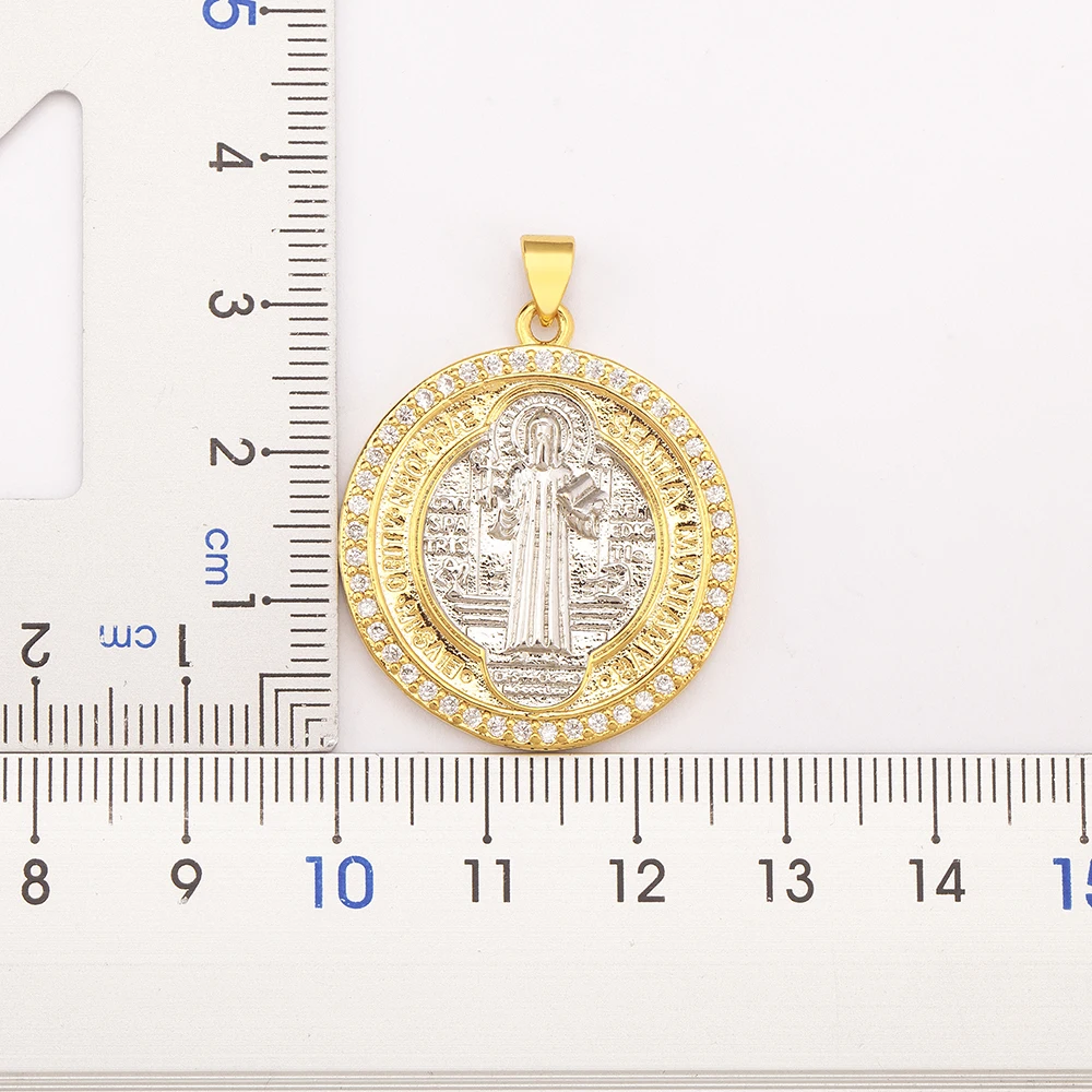 Nidin High Quality Religious Style Inlaid Crystal Zircon Pendant Necklace For Women Virgin Mary Believer jewelry Party Gifts
