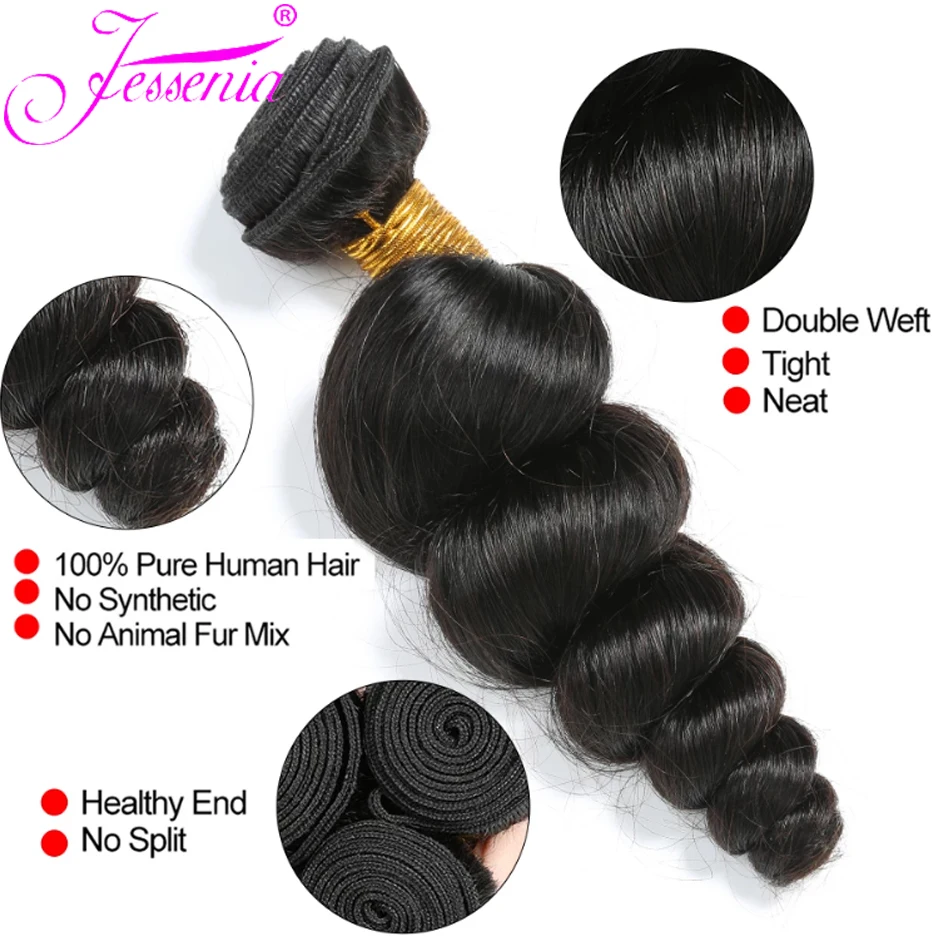 12A Mongolian Loose Deep Wave Bundles With Frontal Raw Virgin 100%Human Hair Weave 3/4Bundles With Swiss Lace Closure 13X4 Loose