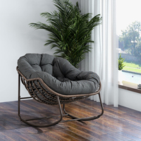 Comanlai Rocking Chair, Patio Oversized Wicker Egg Rocking Chair with Thick Cushion, for Balcony, Front Porch, Garden, Backyard