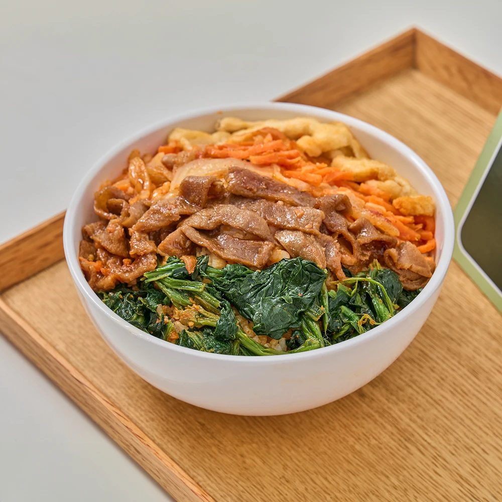 bibimbap, bulgogi bibimbap, vegan bulgogi, vegan food, vegan, packed lunch, convenient food