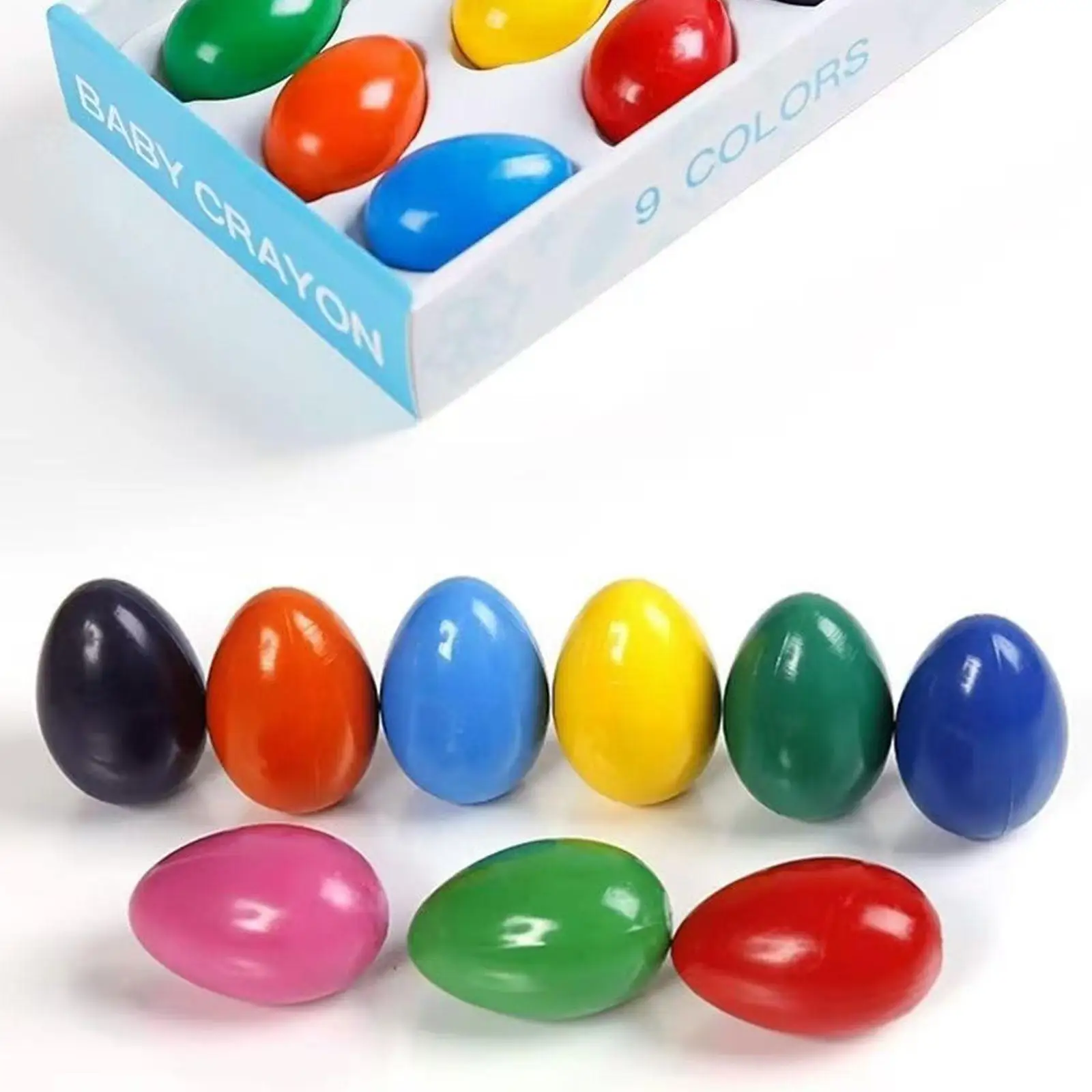 

9 Colors Egg Crayons,Educational Toys for 1-3,Easy to Hold Palm Grasp Color Pencils,Washable Pencils for Boys Girls Preschool