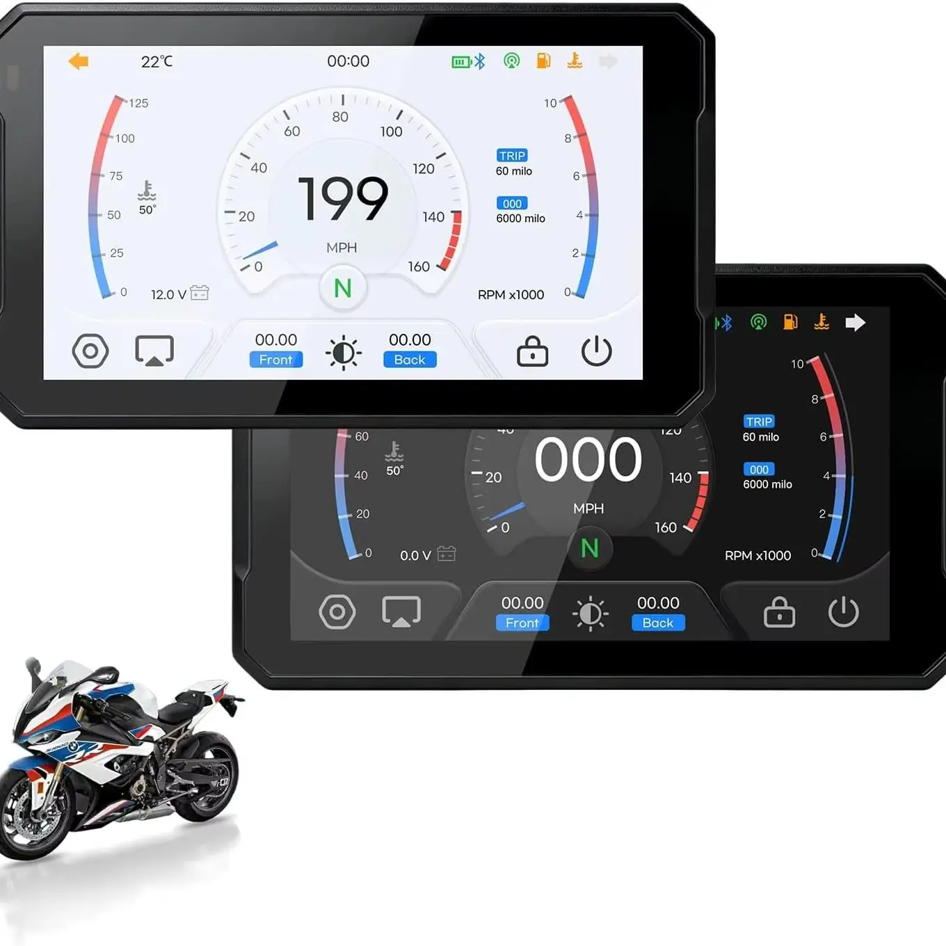 7" Motorrad Navi mit Magic Wheel Steuerung für BMW R1200GS R1250GS R1300GS S1000XR, Wireless CarPlay Android Auto Display, IP68