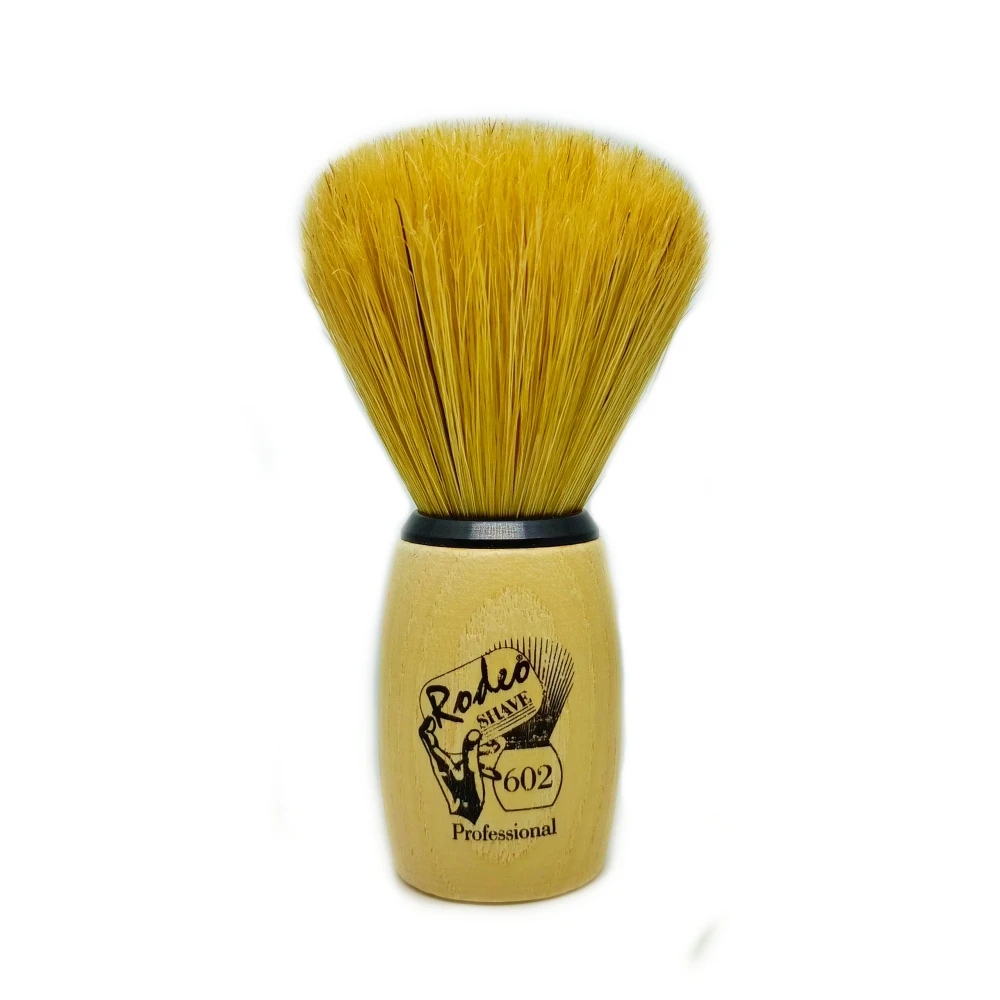 Rodeo 602 Professional Boar Bristle Shaving Brush, 24 mm Knots, Wooden Handle, Professional Size, High Quality