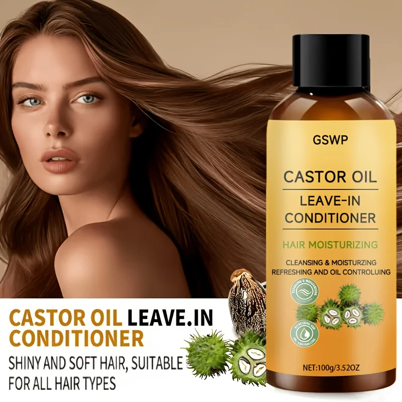 GSWP Castor Oil Leave-In Conditioner: Nourishes & Moisturizes Hair, Provides a Refreshing, Oil-Controlling Effect.100ml/200ml
