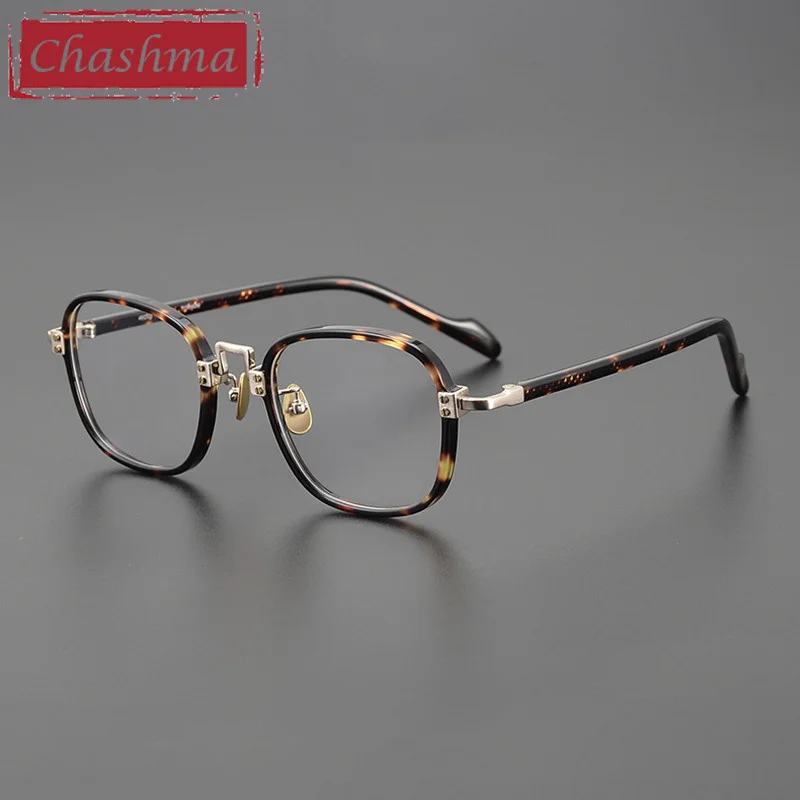 

Chashma Prescription Glasses Men Square Acetate Pure Titanium Eyeglasses Frames Quality Eyewear Optical Lenses Women Spectacles