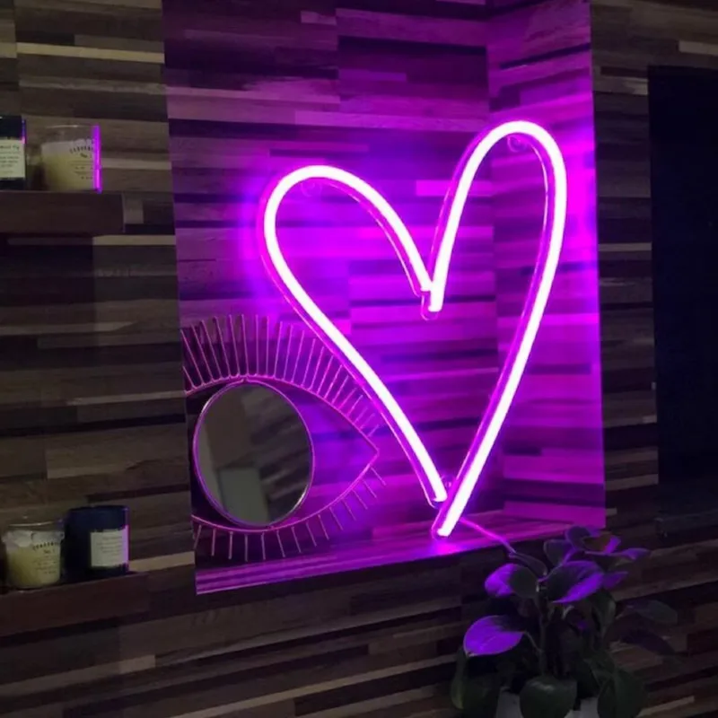 Heart Neon Sign Small Led Neon USB Light Home Room Wall Decoration Birthday Gift for Girlfriend Bedroom Decor Cute Night Light