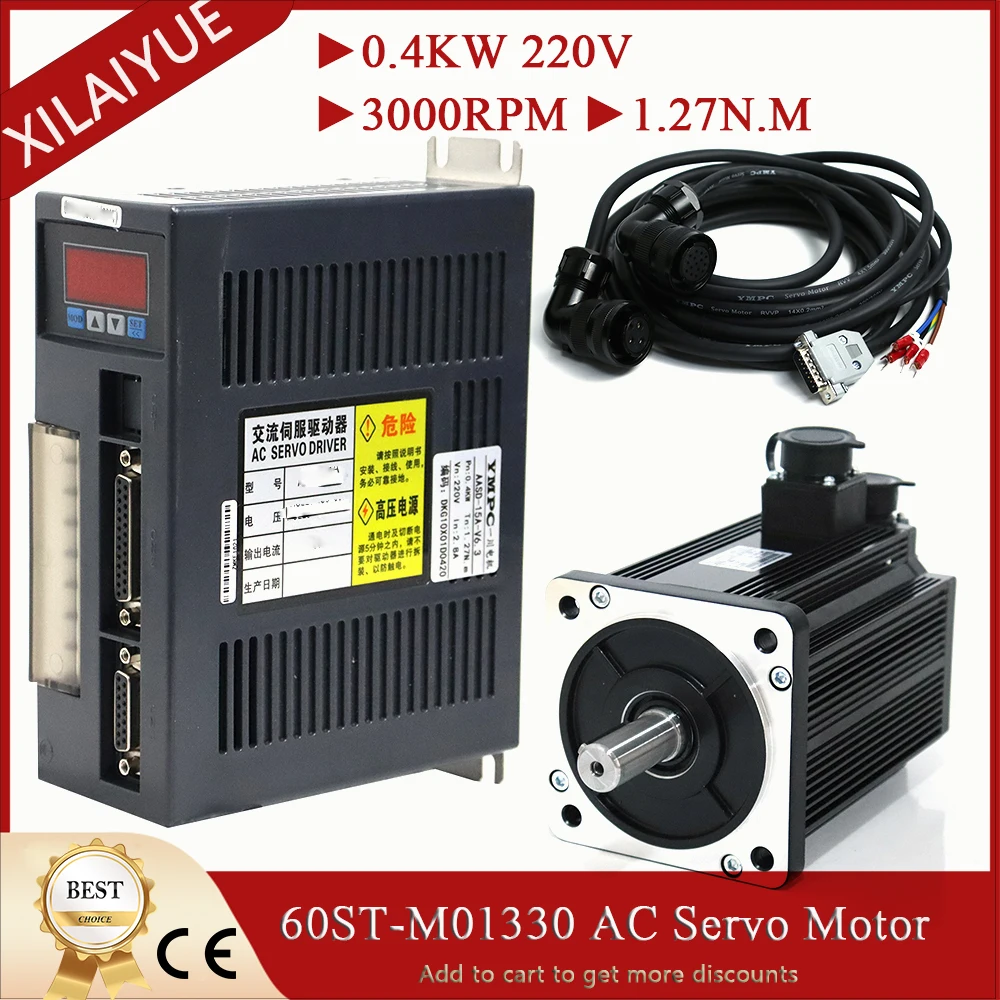 60ST-M01930 220V 600W 3000RPM AC Servo motor 1.91N.M. Single-Phase ac servomotor drive permanent magnet Matched Driver AASD-15A.