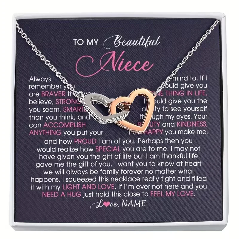 To My Beautiful Niece Necklace from Aunt & Uncle - Elegant K-Plated Sweet Niece Gift, Birthday/Christmas/Graduation Jewelry