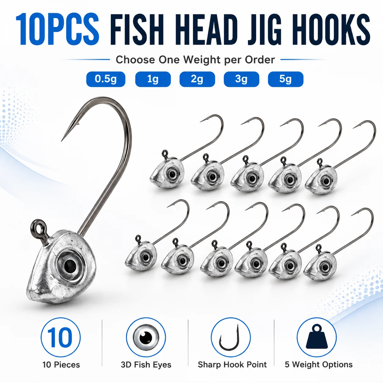 10PCS Fish Head Jig Hooks with - Fishing Hook Offset recension och pris