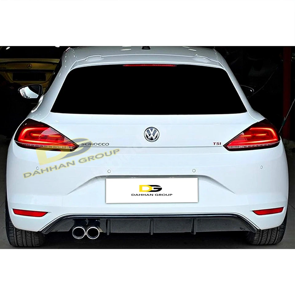 Scirocco MK3 Facelift 2014 - 2017 Rear Bumper Diffuser Spoiler Wing Extension Left Double Outputs Piano Gloss Black Plastic