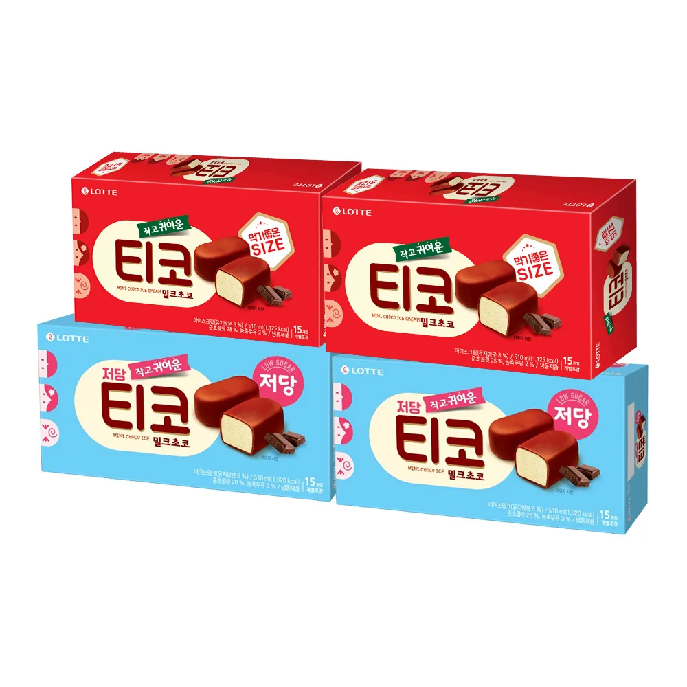 Lotte Wellfood Chocolate con leche Tico bajo en azúcar (15 palitos) 510 ml X 2 + chocolate con leche Tico (15 palitos) 510 ml X 2