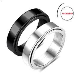 Anti Stress Rotating Couple Rings For Lovers Smooth Stainless Steel Knuckle Anti Anxiety Ring Fidget Spinner Anillo Antiestres