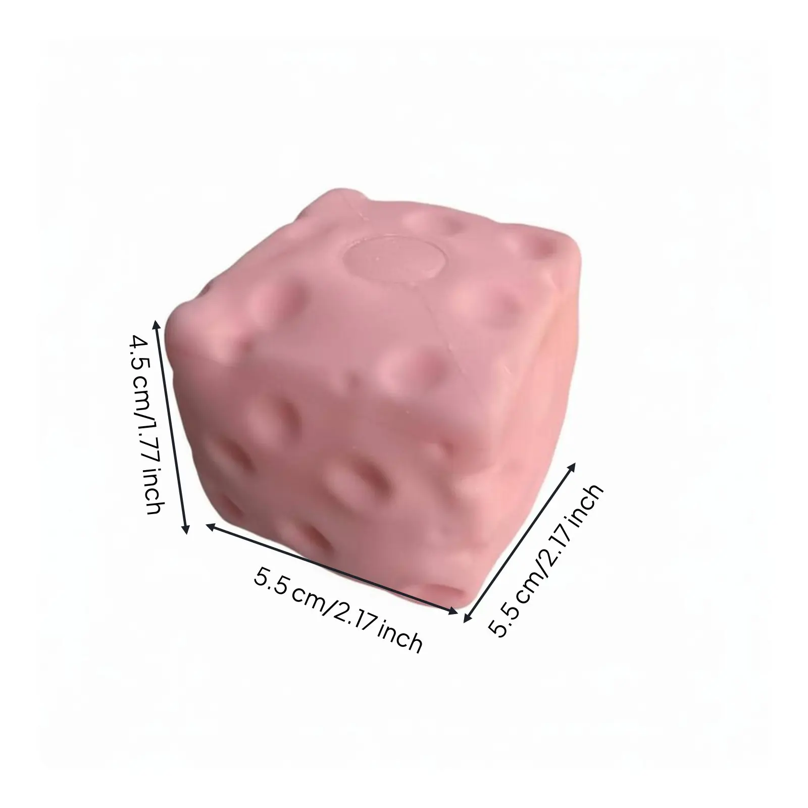 Cheese Block Squishy Rounded Edges Perforated Squishy Cube Anxiety Relief for Kids Adults Birthday Gifts Pink,5.5CM Flour