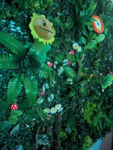 Artificial Grass Wall Panel with Flowers Artificial Plant Privacy Hedge Screen Grass Backdrop Greenery Wall Indoor Home Decratio photo review