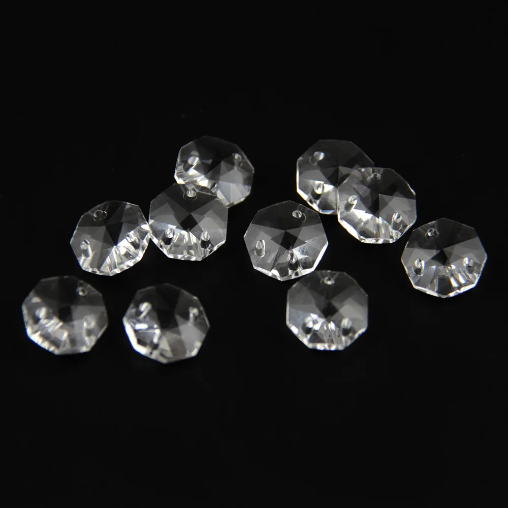 Camal 20pcs Clear 14mm 3 Holes Crystal Octagonal Loose Beads Prisms Chandelier Lighting Lamp Part Curtains Wedding Home Decor - Image 3