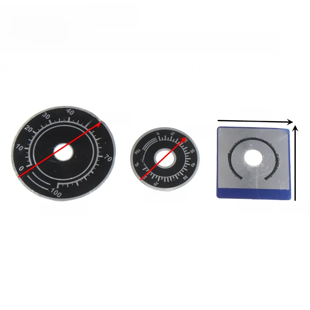 50/20 sztuk 0-100 cyfrowa tarcza wybierania etykieta aluminiowa A03 nakrętka WTH118 RV24 WX050 potencjometr — zdjęcie 2