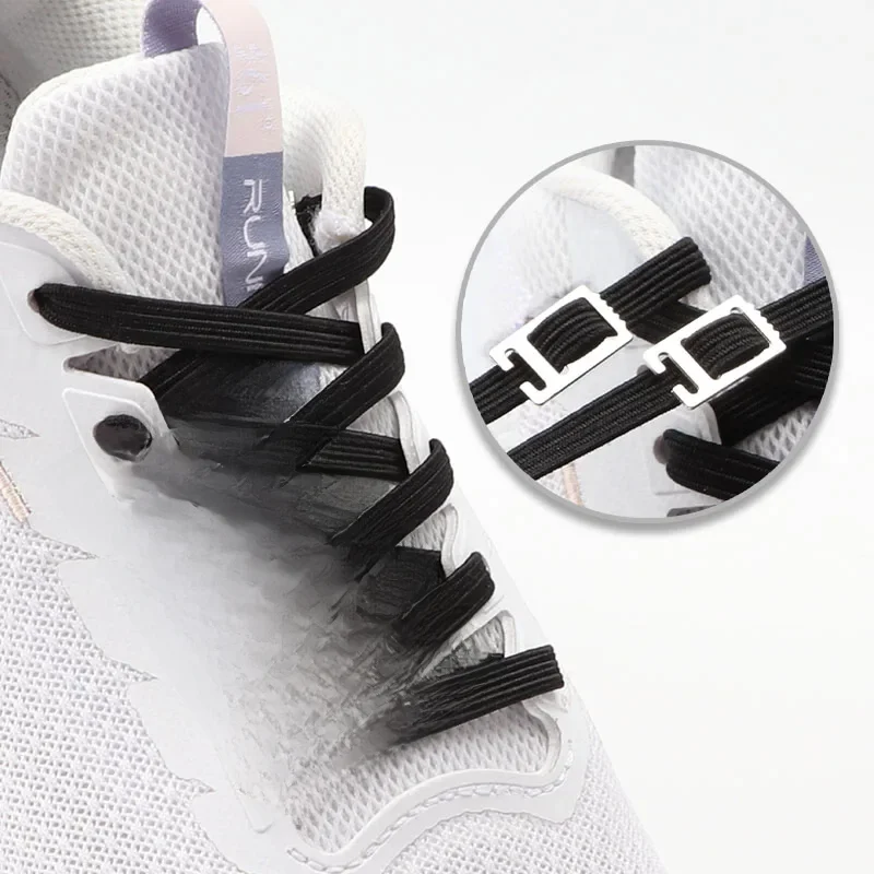 1 paire de chaussures élastiques sans lacets ancrage chaussures plates clip de verrouillage pour adultes et enfants sneakers sans lacets