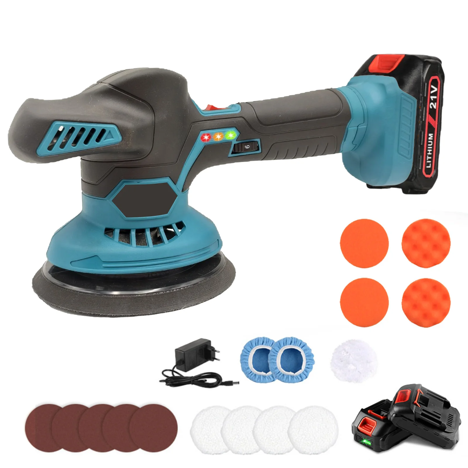 Draadloze Auto Polijstmachine 6 Versnellingen Verstelbare Auto Elektrische Waxen Schuren Afdichting Glazuur Polijsten Power Tool Voor Makita 21V Batterij