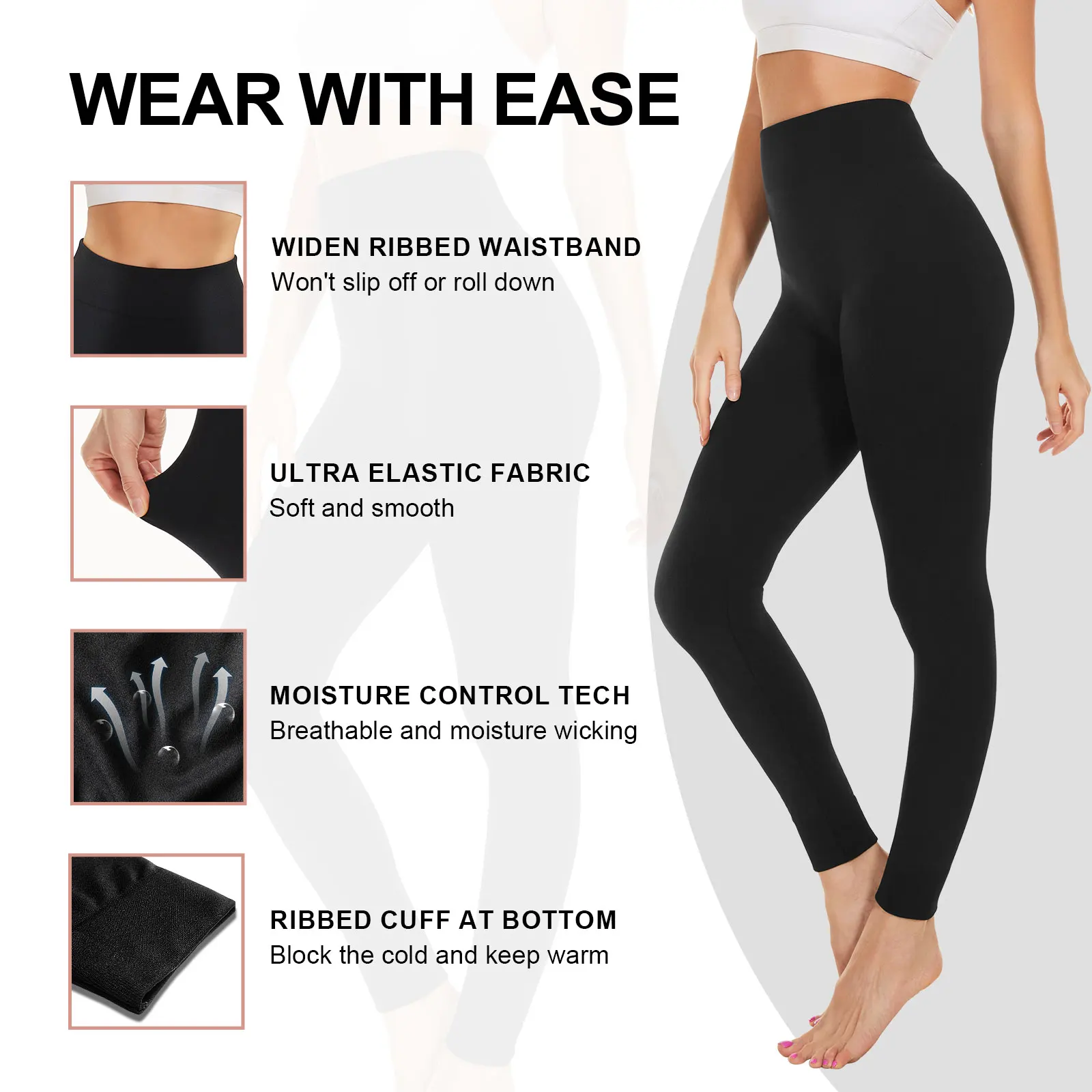 Thermal Leggings Women High Waisted Tummy Control Slimming Long Johns Bottoms Pants Ladies Base Layer Winter Thermal Underwear