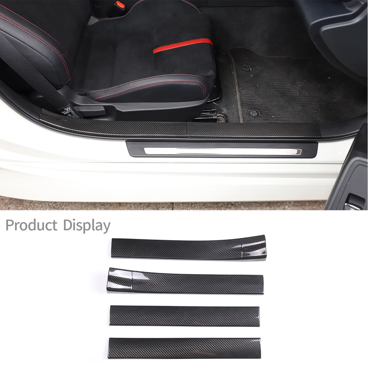 

For Toyota 86 Subaru BRZ 2022 Real Carbon Fiber Car Inside Door Sill Pedal Scratch Plate Protective Cover Sticker Accessories