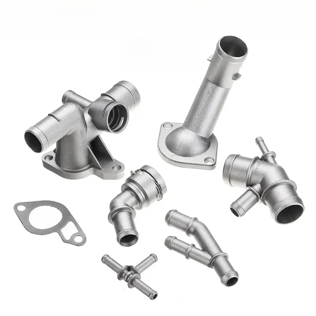 6 SZTUK do VW Golf MK4 do Jetta GTI 1.8T 2000-2005 do Audi TT 2000-2002 Samochodowy aluminiowy zestaw do modernizacji kołnierza płynu chłodzącego 06A 121133 J (Srebrny) — Zdjęcie 2 z 2