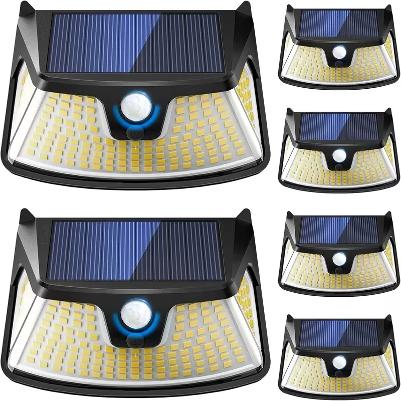 Solar‑Außenleuchte mit 152 LEDs, 850LM superhell, 3‑Modus Bewegungsmelderleuchte, IP65 wasserdicht, 270° Weitwinkel‑Sicherheitsleuchte, solarbetriebene Flutleuchte für Garten, Wand, Zaun und Garage