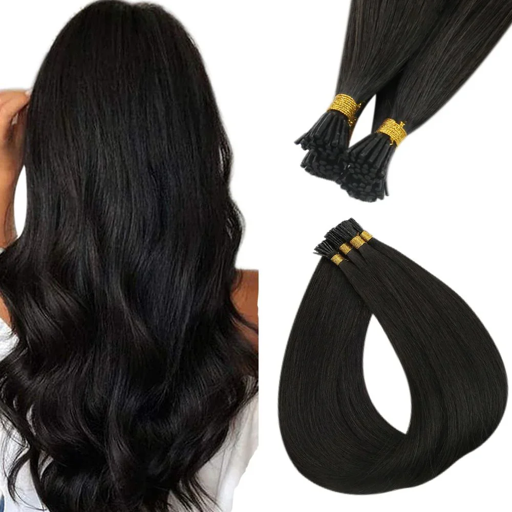 

LaaVoo I Tip Hair Extensions Keratin Fusion 16-22inch 100% Real Brazilian Human Hair Remy Straight Stick 40g&80g Tip Human Hair