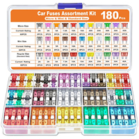 180 pcs car fuse combination kit, 60 pcs mini car fuse combination + 60 pcs standard blade car fuse + 60 pcs mini fuse automatic