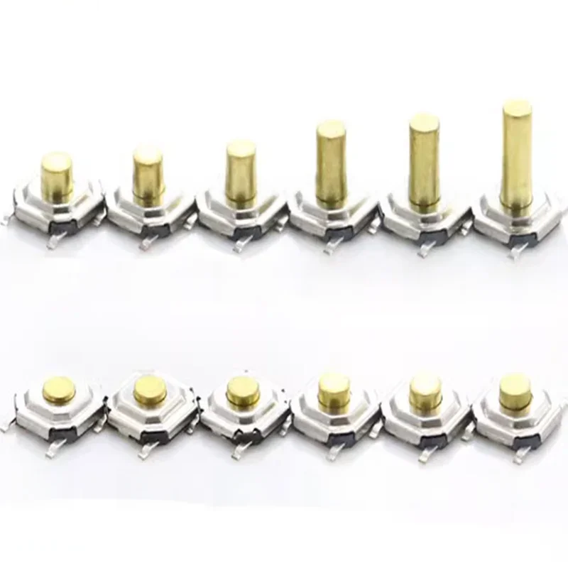 50szt SMD Tactile Tact Push Button Micro Switch 4*4*0.8 1.5 1.7 2 2.5 3 3.5 4.3mm Chwilowy przycisk z miedzianą główką — zdjęcie 2