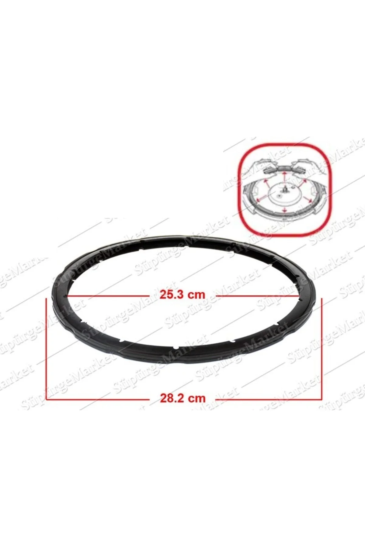 Tefal Clipso Pressure Cooker Rubber Gasket 8-10 L Seal Outer Diameter 28CM Spare Parts Replacement