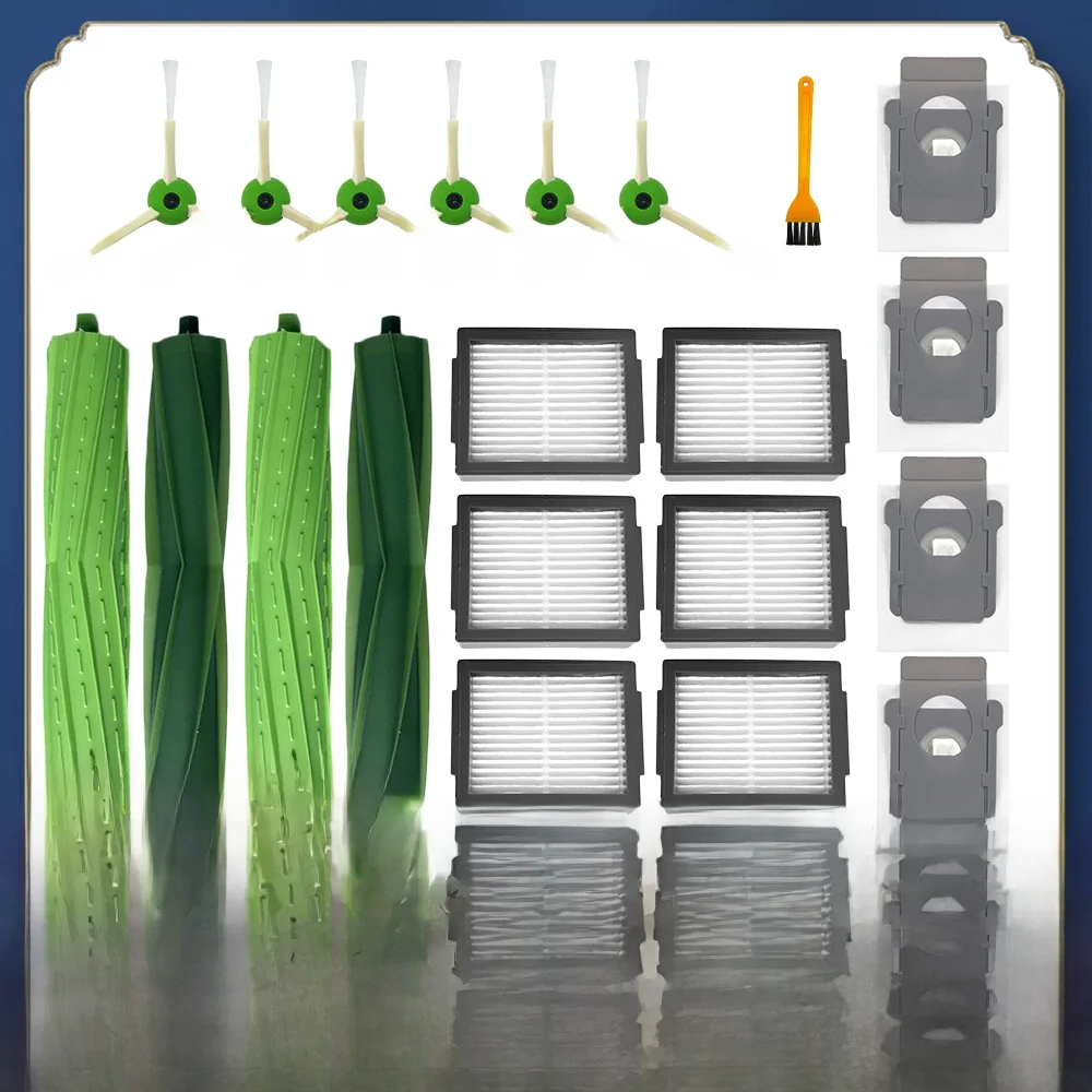 Adapté pour iRobot Roomba i3, i3+, i4, i6, i6+, i7, i7+, i8, i8+, E5, E6, E7, brosse latérale principale, filtre, sac à poussière et pièces pour robot aspirateur.