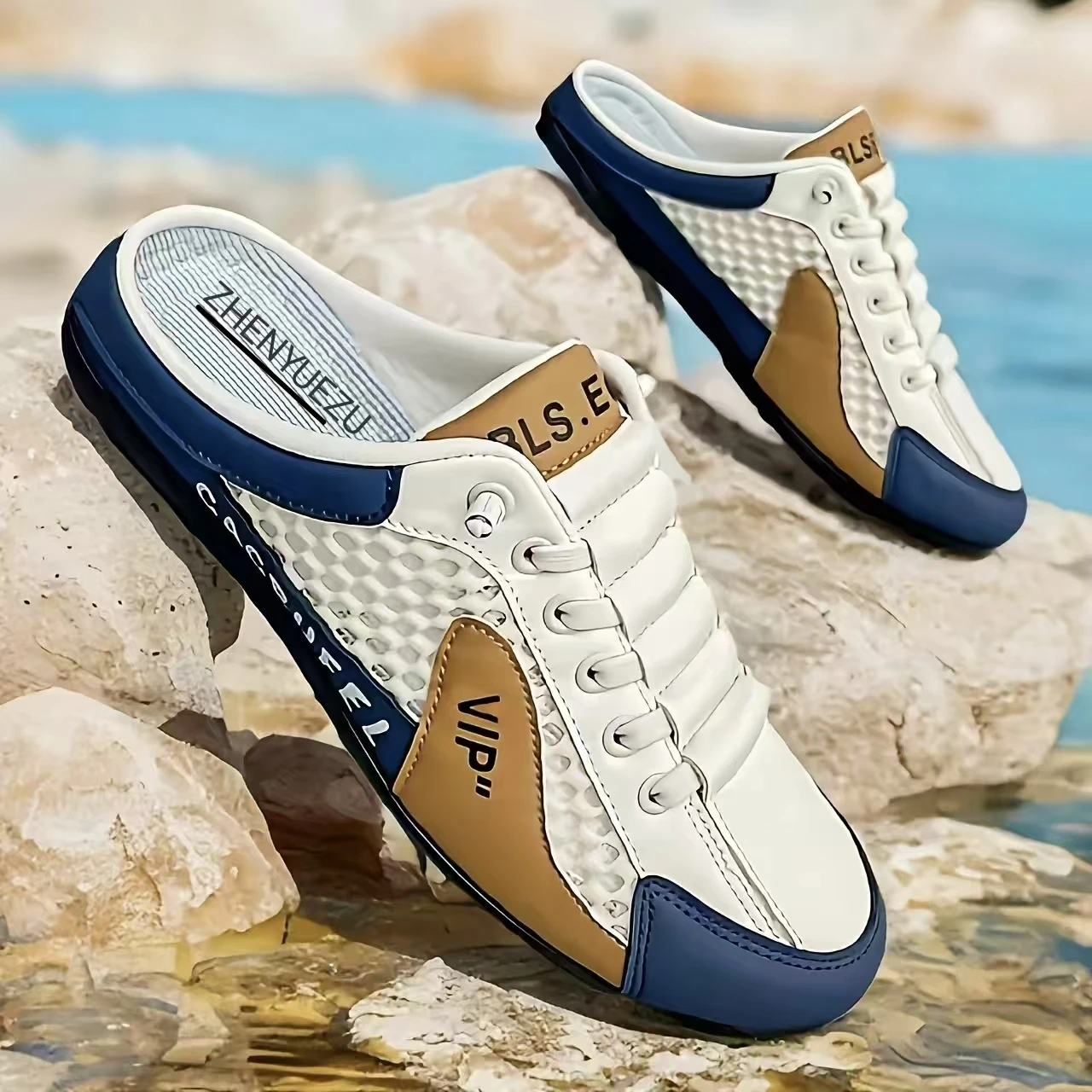 Home Slippers, Lightweight and Breathable, Comfortable and Durable, Trendy and Fashionable, Casual and Versatile, Suitable for Men to Wear on Vacation, Travel, or the Beach. Men's Water Shoes, Creek Shoes, and Water-Resistant Shoes