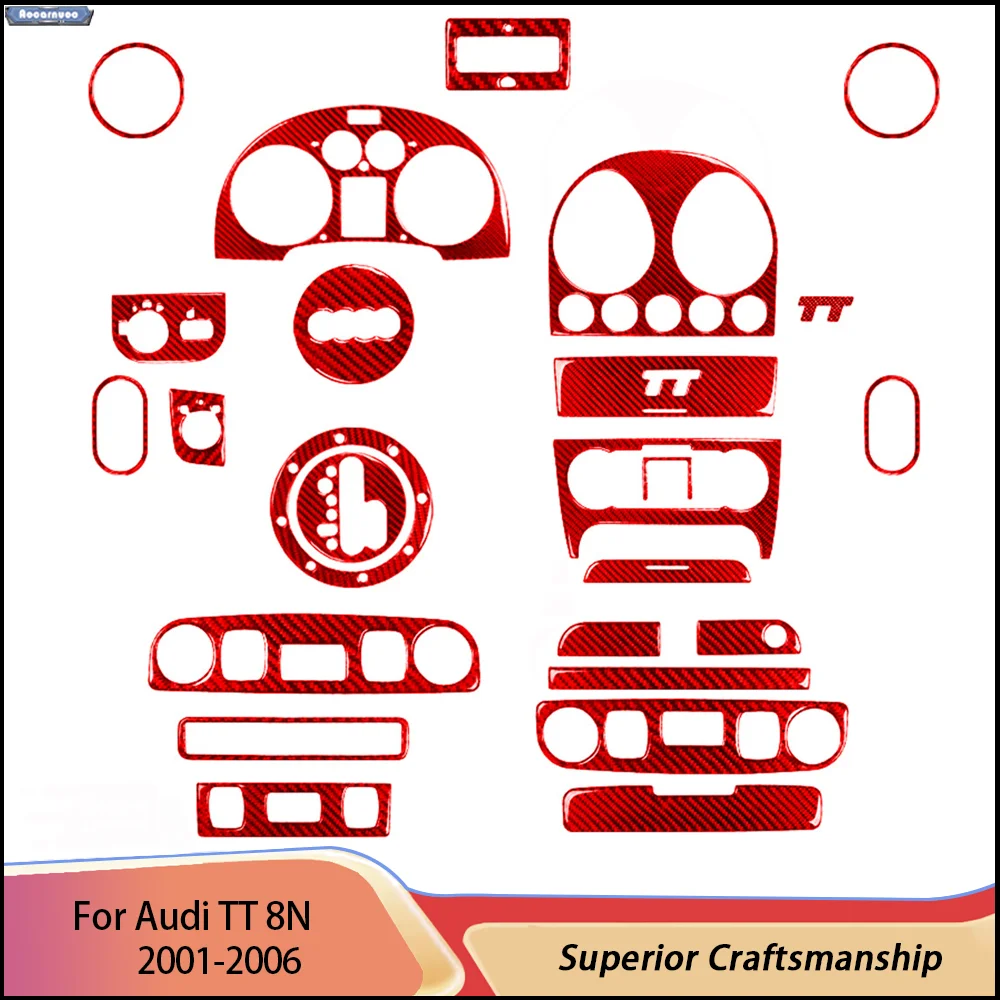 For Audi TT 8N 2001-2006 imitation Carbon Fiber Car Red Stickers Car Interior Decorative Accessories
