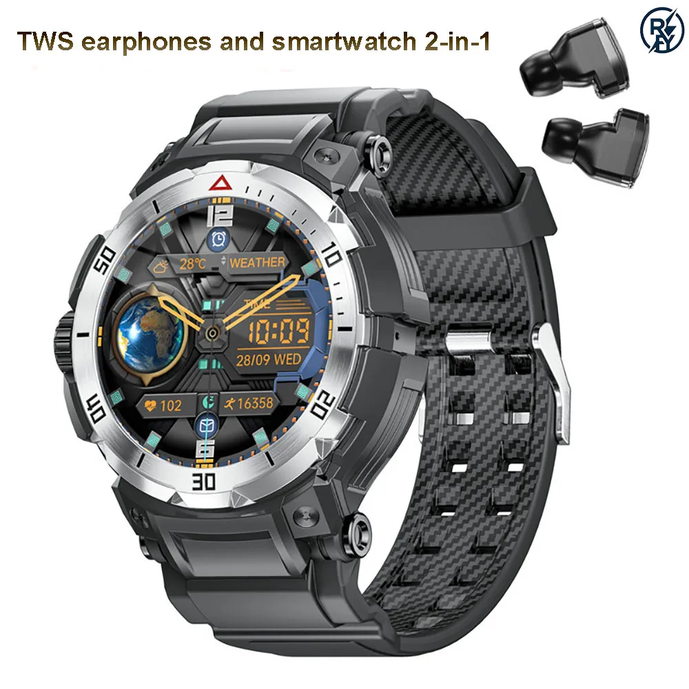 2-in-1 Smart Watch with TWS Bluetooth Earbuds, NFC Fitness Tracker, Heart Rate & SpO2 Monitor, 100+ Sports Modes
