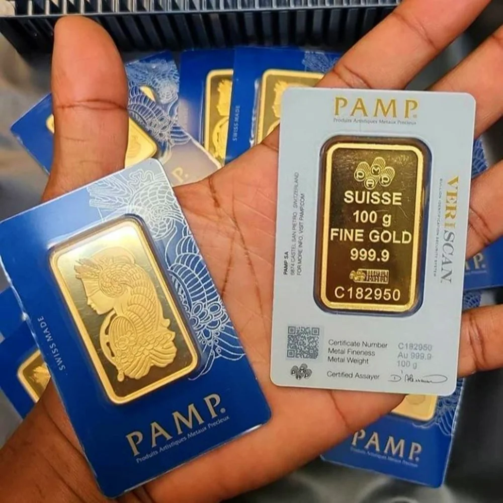 Swis Lady 1oz/2,5g/5g/10g/20g/50g/100g embalaje sellado barra de cobre 24k lingote de lingotes chapado en oro artesanía única no magnética