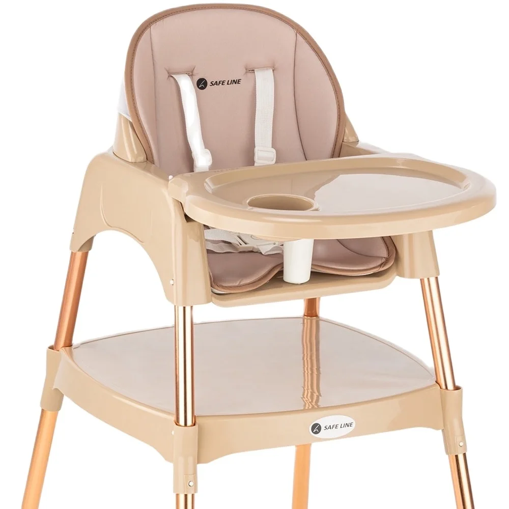 Chaise Haute Dorée et Beige pour Bébé, Bureau et Chaise d'Étude pour Homme, Femme et Enfant, Siège Polyvalent