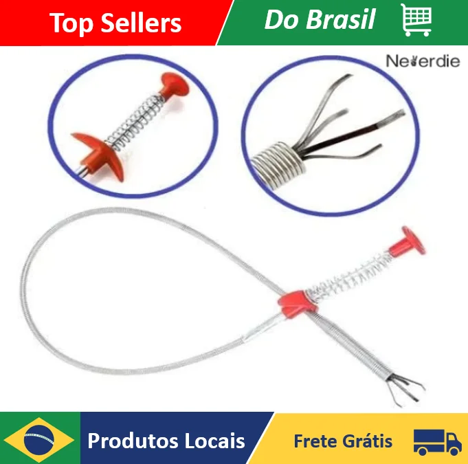 Desentupidor de Ralos Pia Limpa Canos De Cozinha Ralos Banheiro Pegador De Cabelos Tubos 4 Garras - Nevedie Store