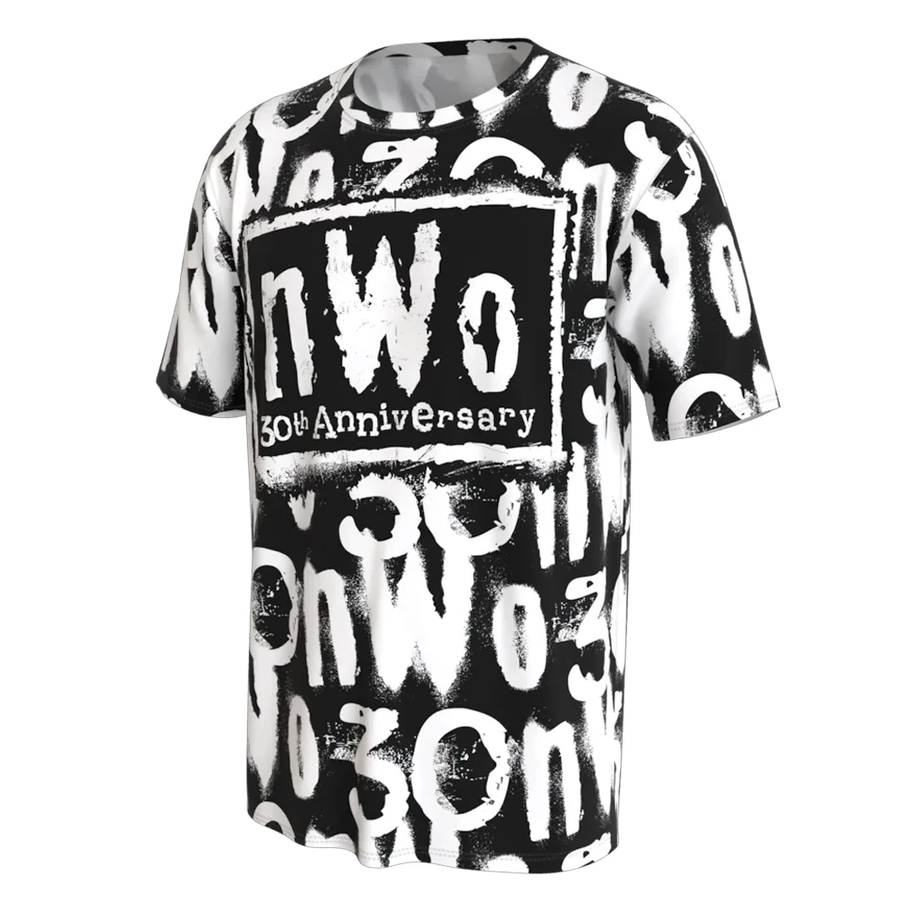 Men's Black NWO 30th Anniversary T-Shirt 3D Printed Wrestling Sports Quick Dry Short Sleeve Daily Casual Plus Size T-Shirts 5XL