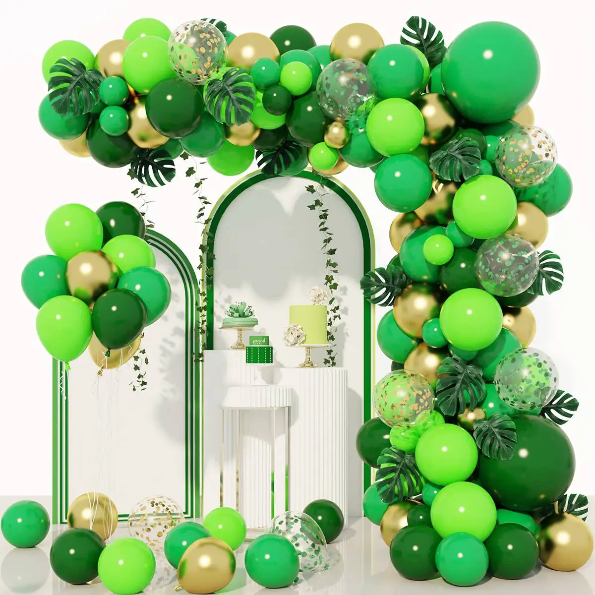 

Jungle Birthday Party Green Gold Balloons Garland Arch Kit Wedding Party Decoration Balloons 1st Baby Shower Decor Latex Ballons