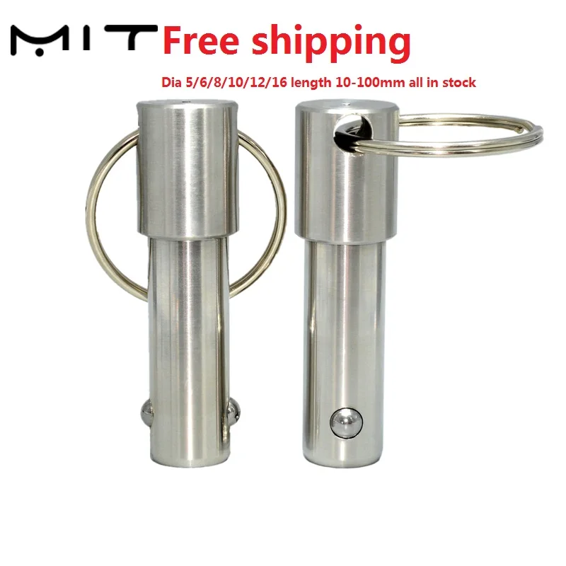 factory outlet 1pcs Spring Type All Stainless Steel Ball Lock Pins With Pull Ring For Quickly Lock dia 5/6/8/10/12/16 in stock