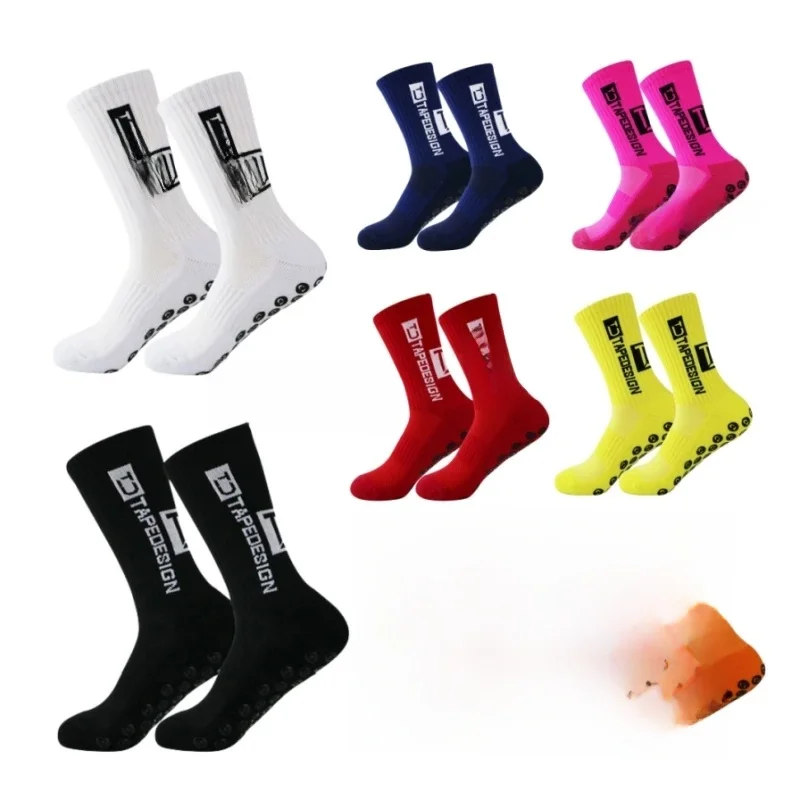 AliExpress TapeDesign 4 pairs of new anti slip band design football socks with mid calf anti slip football sports bike sports men's socks