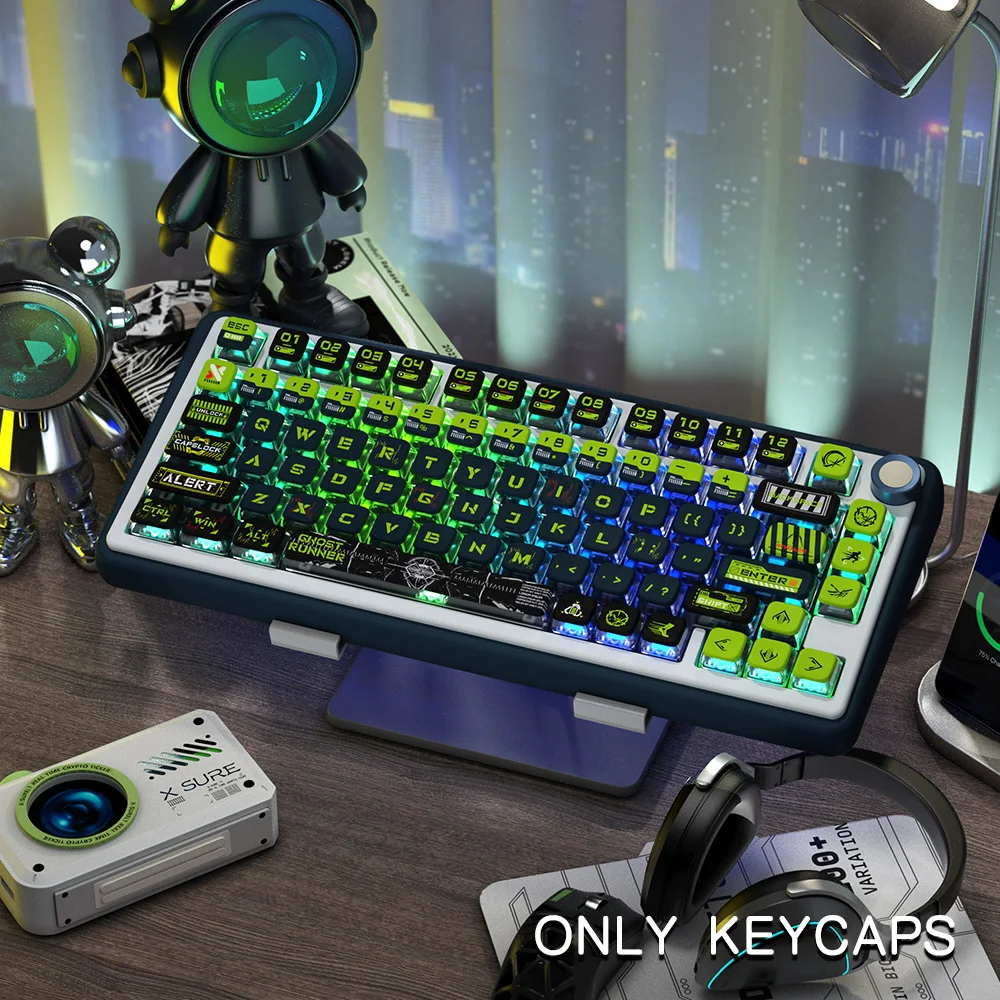 

122-key MSA high-glow ghost theme keycaps, made of PBT material, with crystal pudding keycaps