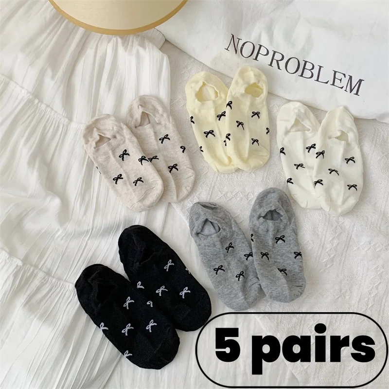 5 أزواج من الجوارب اللطيفة بدون عرض - منخفضة المستوى ومريحة، قبضة غير قابلة للانزلاق للنساء والفتيات - مثالية للأحذية الرياضية والمسطحة #1