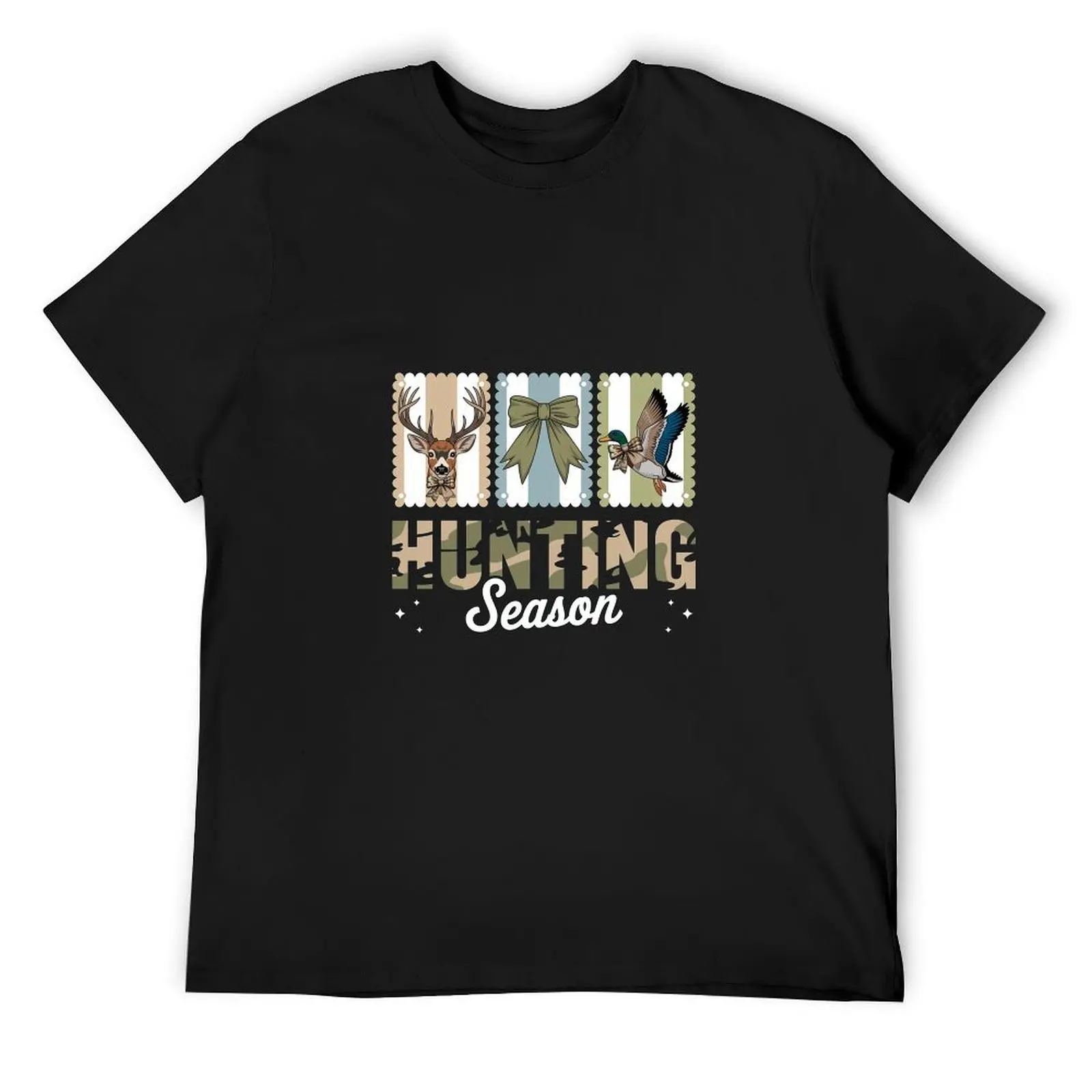 Retro Grunge Buck Deer Crossed Shotgun Hunting Black Tshirt Western Hunter Mens Oversized Basic Tee