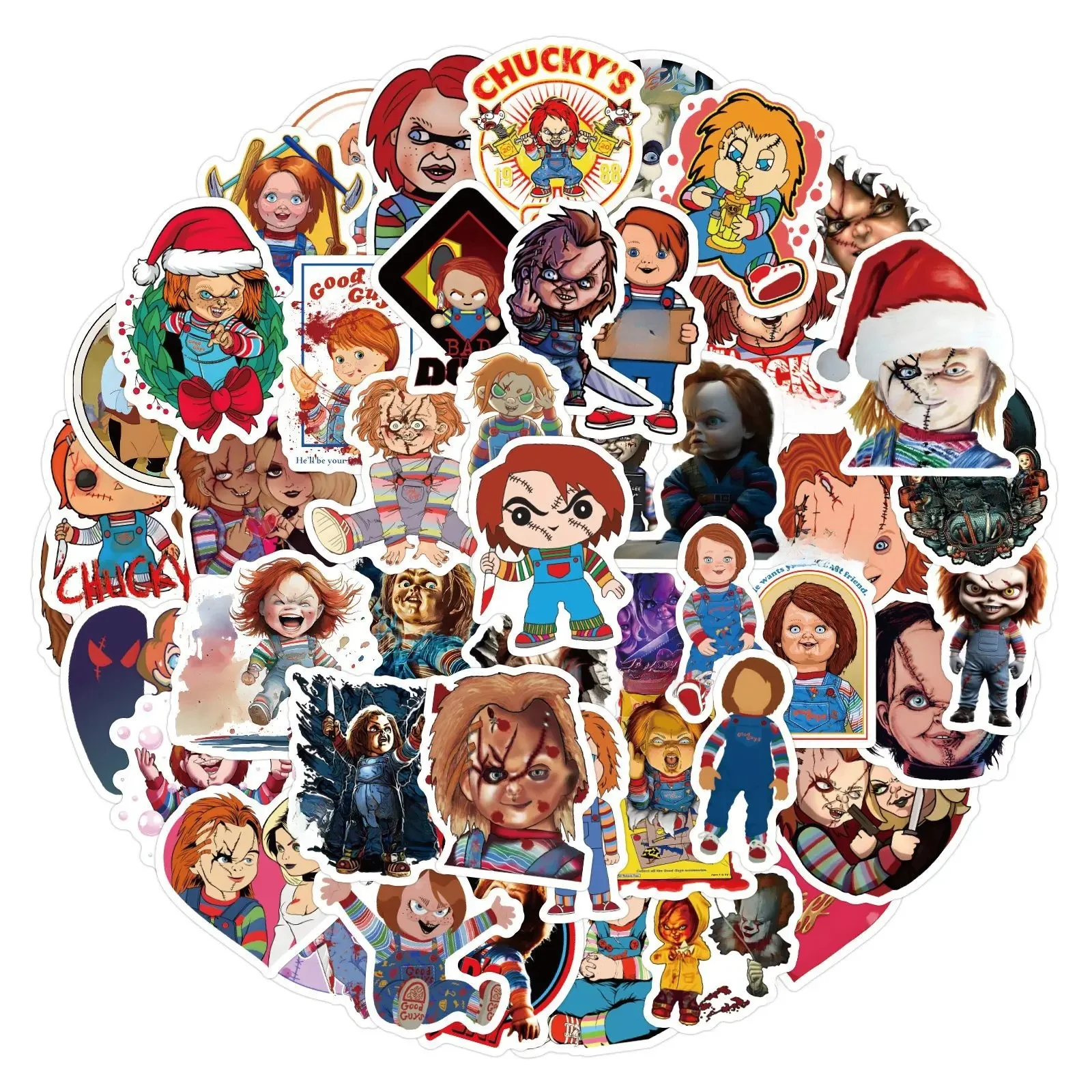 AliExpress GOGOTU 10/30/60PCS Chucky Stickers Frightened Movie Sticker Scrapbook DIY Luggage Laptop Guitar Car Bike Skateboard Graffiti Decals Toy