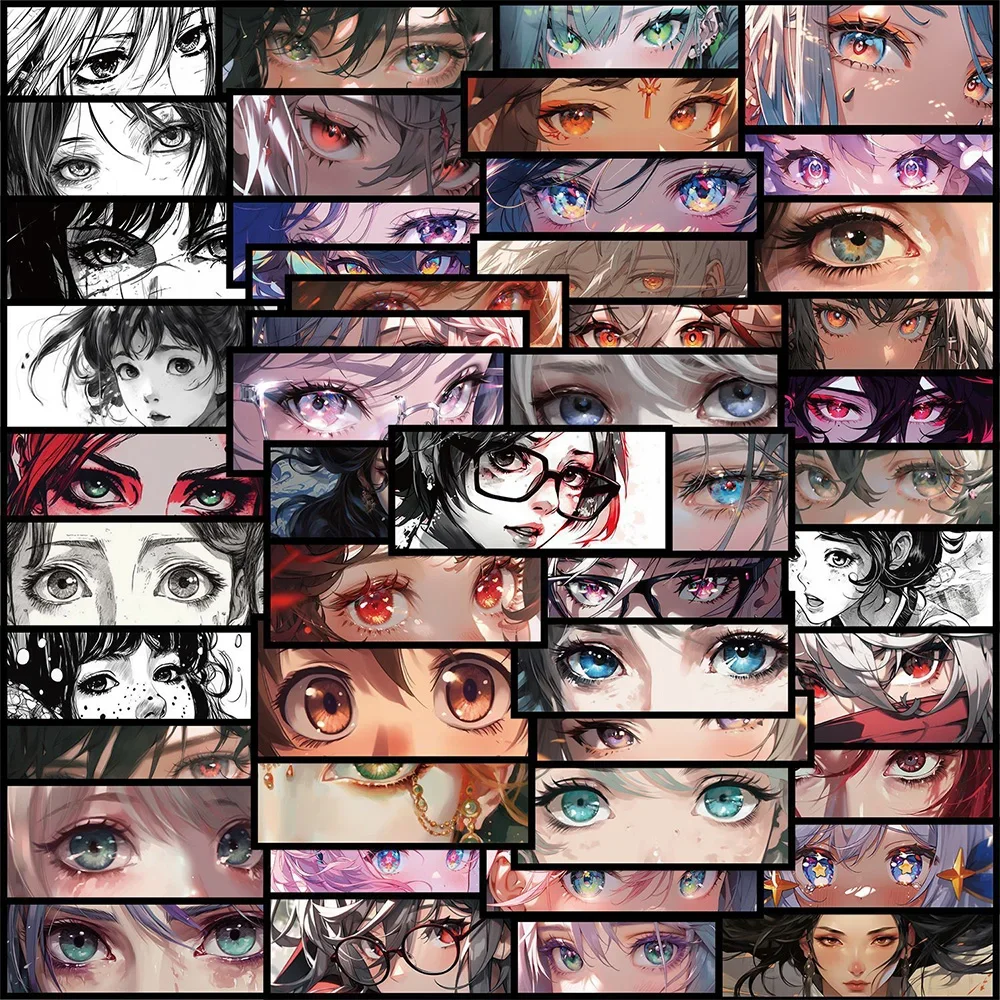 AliExpress WEWELIN 10/30/50PCS Cool Anime Girl Eyes Stickers Cartoon Decals DIY Phone Luggage Fridge Bike Helmet