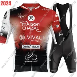 Team SCO Dijon 2024 Cycling Jersey Set Short Sleeve France Red Clothing Mens Road Bike Shirts Suit Bicycle Bib Shorts MTB Ropa