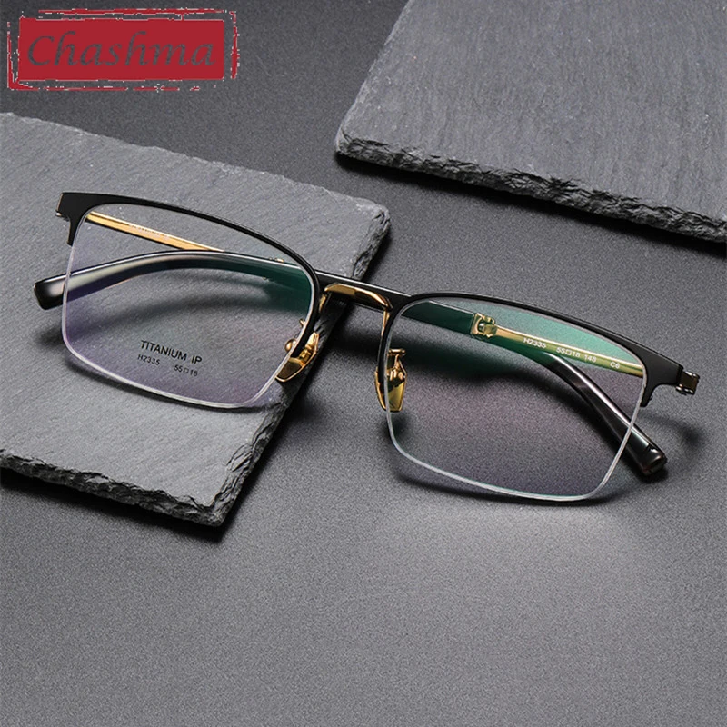 

Chashma Prescription Glasses Top Quality Pure Titanium Men Progressive Eyeglasses Frames Optical Eyewear OX Horn Tips Spectacles
