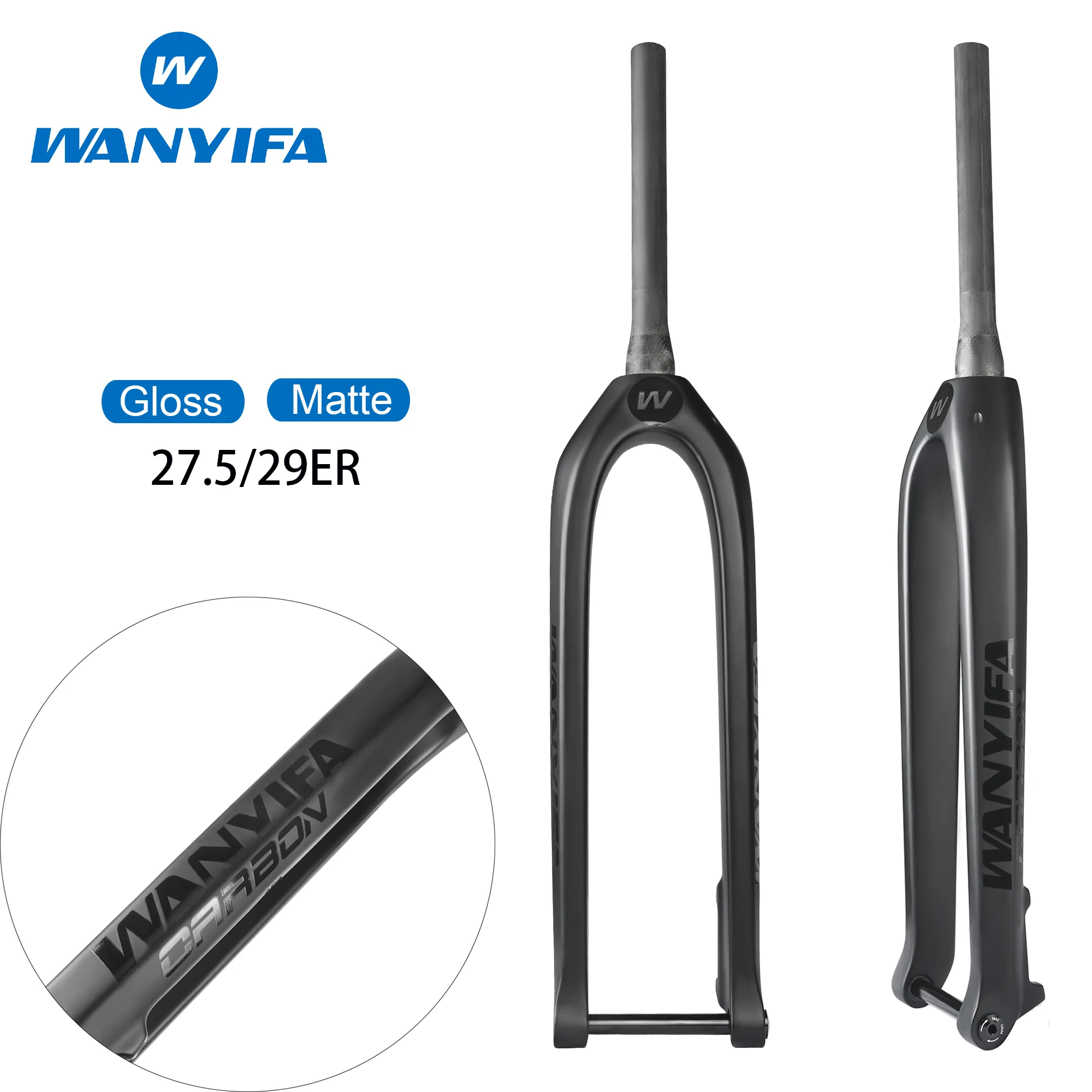 

Wanyifa Carbon Fiber Boost MTB Bike Fork 27.5/29" Thru Axle 15x110mm Bicycle Front Fork Rigid Bicycle Fork Vertebra Tube Fork