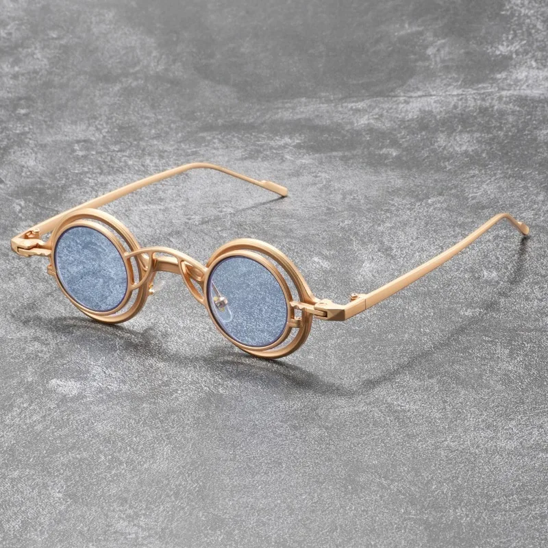 Retro Detachable Small Round Double Lens Sunglasse Men Women Punk Glasses Personality Hip-hop Glasses Sun Shades UV400 Eyewear